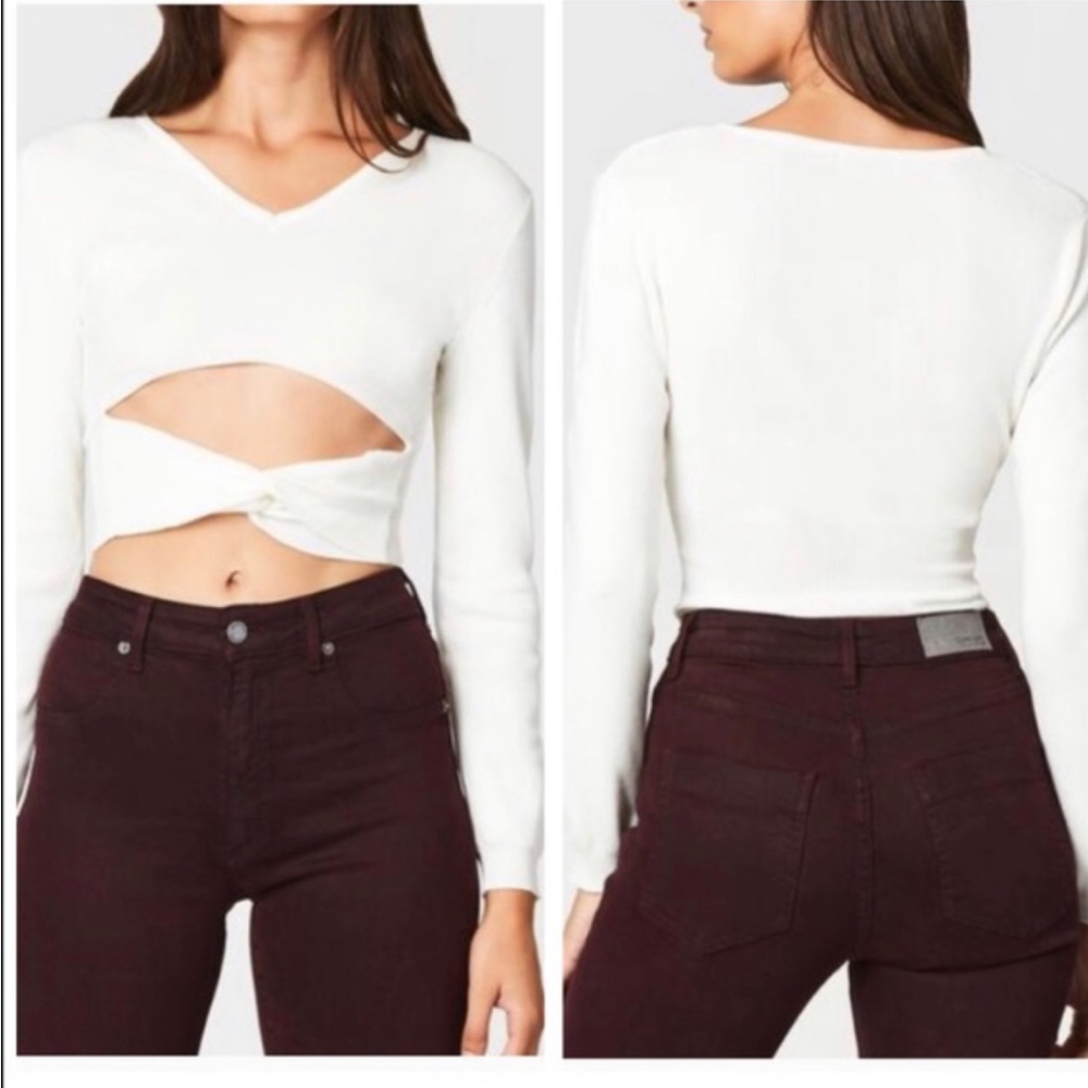 LF Carmar laser cut out cropped top new